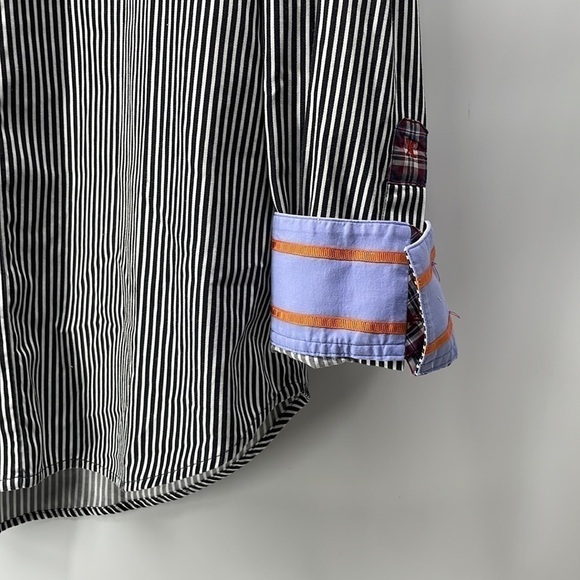 Robert Graham X flip cuff striped button shirt business standout suit sz Lg c - Picture 7 of 13